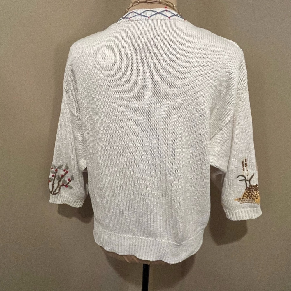 Vintage Susan Bristol Off White Cardigan Multicolor Embroidery, Grannycore, M - Picture 2 of 12